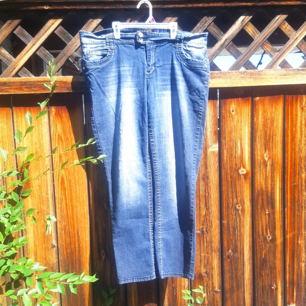 Angel's Jean's Acid wash with embroidered pockets